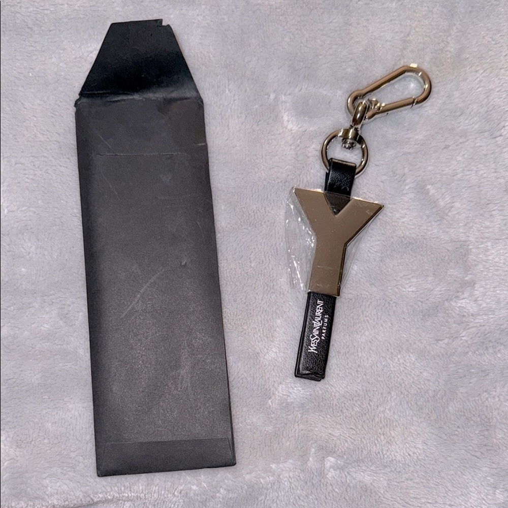COPY - Yves Saint Laurent Black and Gun metal Keychain authentic  brand new